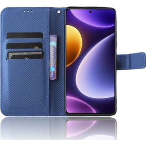 4U Sky Xiaomi Için Redmi Note 12 Turbo 5g/poco F5 5g Cep Telefon Kılıf Stand Standı Cüzdan Deri Elmas Doku Kapak Mavisi (Yurt Dışından)