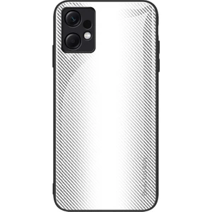 4U Sky Xiaomi Için Redmi Note 12 4g Temperli Cam Geri Kılıf Karbon Fiber Doku Yumuşak Tpu Çerçeve Telefon Kapak-Beyaz (Yurt Dışından)
