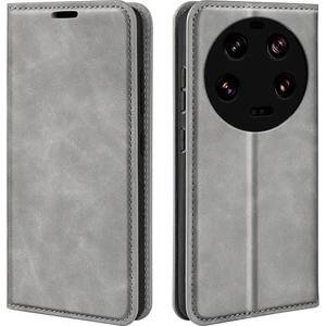 4U Sky Xiaomi 13 Ultra Şok Geçirmez Pu Deri Deri Deri Flip Kılıf Cilt Touch Stand Cep Telefonu Kapak Grey (Yurt Dışından)