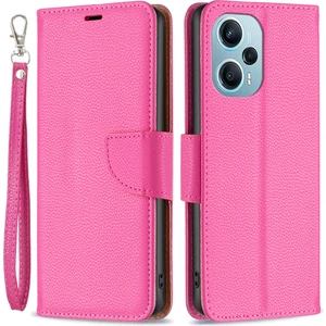4U Sky Xiaomi Poco F5 5g/redmi Için Telefon Kapağı Not 12 Turbo, Cüzdan Pu Deri Litchi Doku Flip Stand Telefon Kılıfı Strap-Rose (Yurt Dışından)