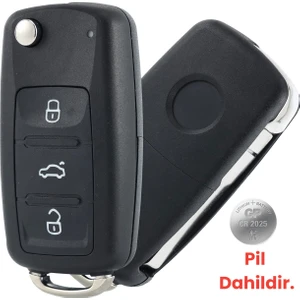 Volkswagen Vw Golf Anahtar Kutusu Anahtar Kılıfı Polo Passat Skoda Seat ile Uyumlu 2025 Pil Dahil