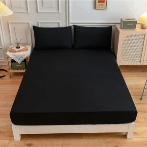 Çift Kişilik Lastikli Kumaş Çarşaf + 2 Yastık Kılıfı