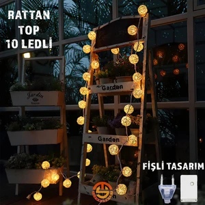 Dekoratif 10'lu Rattan Model Fişli Şerit LED Süsleme