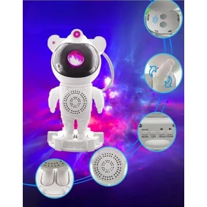 Astronot Bluetooth Hoparlör Galaxy Bulutsusu Ay Tavan Gökyüzü Projektör Zamanlayıcı Gece Lambası