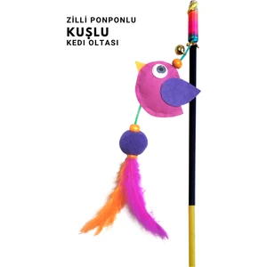 Felis Toys Kuşlu Ponponlu Zilli Kedi Oltası