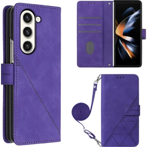 Yihang Boutique Samsung Galaxy Z Fold 5 ile Uyumlu Tam Korumalı Yumuşak Pu Deri Kapaklı Cüzdan Telefon Kılıfı, Kart Tutuculu ve Uzun Askılı (Yurt Dışından)
