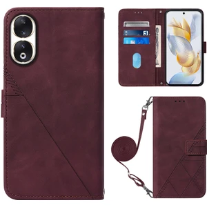 Yihang Boutique Honor 90 ile Uyumlu Tam Korumalı Yumuşak Pu Deri Kapaklı Cüzdan Telefon Kılıfı, Kart Tutuculu ve Uzun Askılı (Yurt Dışından)