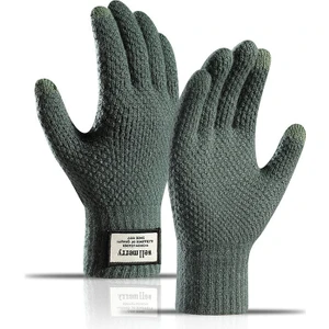 Warm Gloves Peluş Bisiklet Eldiveni Soğuk ve Rüzgar Geçirmez Dokunmatik Ekran Örme Eldiven (Yurt Dışından)