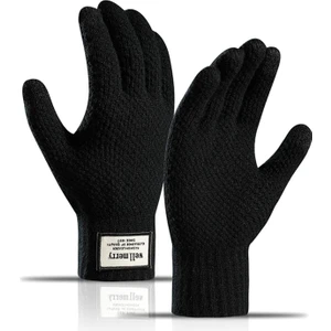 Warm Gloves Peluş Bisiklet Eldiveni Soğuk ve Rüzgar Geçirmez Dokunmatik Ekran Örme Eldiven (Yurt Dışından)