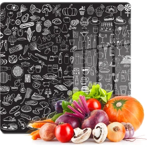 Cam Kesme Tahtası Kare Yiyecek Içecek Desenli 30X30 cm