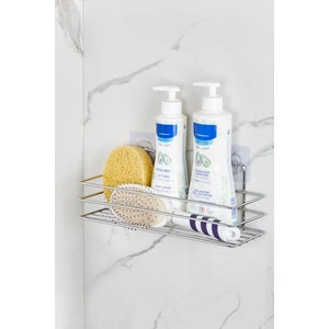Orsa Home 120 Krom Tekli Güçlü Magic Yapışkan Askılı Dikdörtgen Banyo Rafı