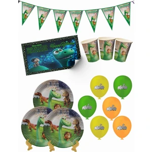 The Good Dinosaur (Iyi Bir Dinazor)  Bayraklı ve Afişli 24 Kişilik Doğum Günü Parti Malzemeleri Süsleri Seti Mxst