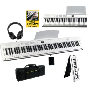 PLX-80WH-H Taşınabilir Katlanır Dijital Piyano Tuş Hassasiyetli 88 Tuş BT (Sustain Kulaklık Çanta Metod)
