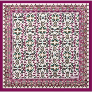 Bursa İpek Mürdüm Çini Lale Desen Ipeksi Mendil