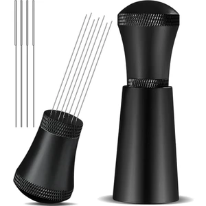 Alaşımlı Kahve Dağıtıcı Karıştırıcılar, Standlı, 0.3mm Kalın Paslanmaz Çelik 7 Iğneler Aracı Espresso Dağıtım Siyah (Yurt Dışından)