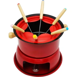 Kırmızı Mini Paslanmaz Çelik Fondü Pot Seti Peynir Çikolata Fondü 6 Daldırma Çatal ve Çıkarılabilir Pot Eritir Şeker Sos Dip (Yurt Dışından)