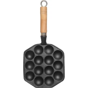 Takoyaki Tava 14 Delik Takoyaki Tava Ev Mutfak 14-Cavity Pişirme Kalıp Ahtapot Topu Makinesi Izgara Plakası Siyah (Yurt Dışından)
