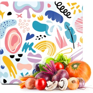 Cam Kesme Tahtası Kare Karışık Çizgi Desenli 30X30 cm