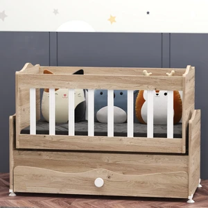 Garaj Home Inci Çekmeceli Sallanırbeşik Anne Yanı Bebek Beşiği - Meşe-