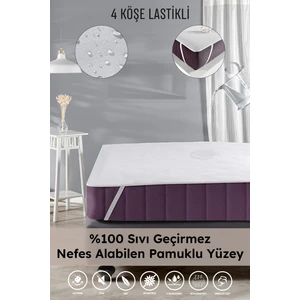 Herakleia Home Micro 4 Köşe Lastikli Sıvı Geçirmez Beyaz Yatak Koruyucu Alez 