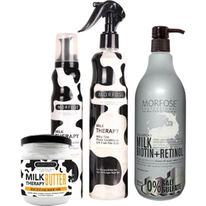 Sülfatsız Milk Biotin+Retinol Içerikli Tuzsuz Şampuanı 4'lü Saç Bakım ve Şekillendirme Seti