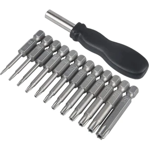 12 Paket Torx Başlı Tornavida Ucu Seti 1/4 Inç Hex Shank T5-T40 Yıldız Tornavida Alet Kiti 1 Paket Saplı (Yurt Dışından)