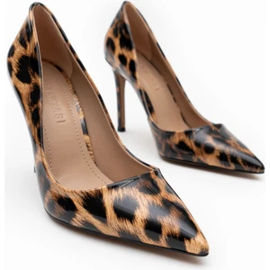 Nişantaşı Shoes Vanessa Sarı Siyah Rugan Sivri Burun Kadın Stiletto