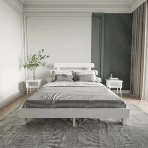 Renazzo Mobilya Lotus x New Firuze Model Beyaz Renk Ahşap Karyola
