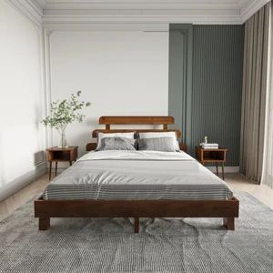 Renazzo Mobilya Lotus x New Firuze Model Ceviz Renk Ahşap Karyola