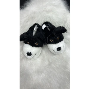 Çocuk Köpek Desen Kız/erkek Panduf Siyah