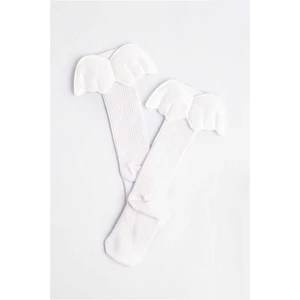 Beyaz  Kanatlı Kız Çocuk Çorap