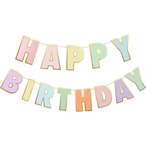 Pastel Renkli Happy Birthday Banner