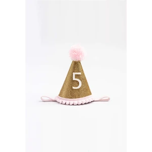 5 Yaş Ponponlu Huni Doğum Günü Tacı - Pembe