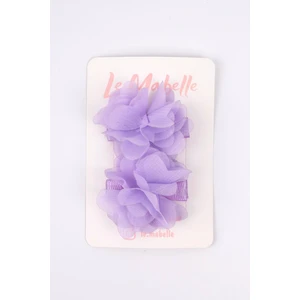 Le Mabelle Lila  2'li Tül Çiçek Kız Çocuk Klips Toka Set