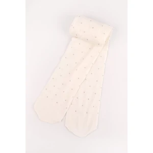 Le Mabelle Ekru  Simli Puanlı Kız Çocuk Muz Çorap