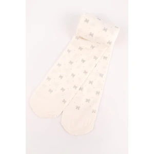 Le Mabelle Beyaz  Simli Fiyonk Detaylı Kız Çocuk Muz Külotlu Çorap