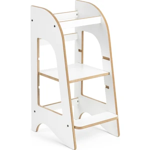 MDF ahşap Beyaz Öğrenme Kulesi - Beyaz Düz - Wooden White Learning Tower 