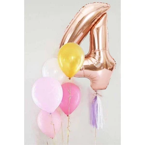 Le Mabelle Rose  4 Rakamı Püsküllü Balon Set