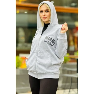 8637 Miami Baskılı Sweat Gri
