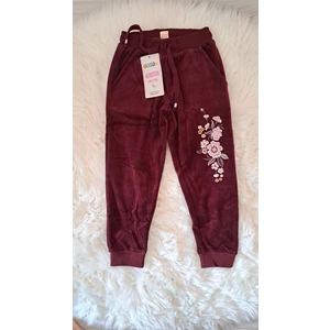 Kız Çocuk Örme Kadife Pantolon Bordo