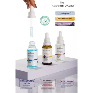 The Natural Ritualist 3'lü Cilt Bakım Serum Seti Hyaluronic Acid + C Vitamini + Collagen Serum