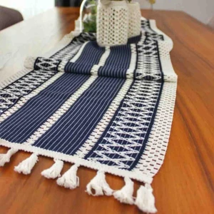 Nona Mino Pamuklu Şal Motif Dantel Örgü Runner 35X150
