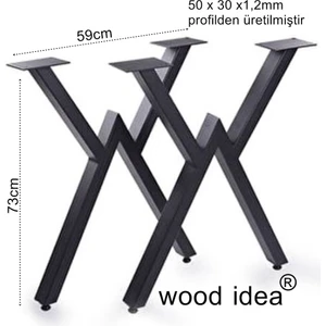 Wood Idea Masif Ahşap Masası-Yemek Masası-Çalışma Masası 2 Adet 73 cm Metal Ayak