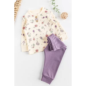Çiçek Desenli Kız Bebek Pijama Takımı 2'li Bebek Takım