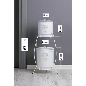 Reis Home 2 Katlı Lüx Ferforje Metal Patates Soğan Sepeti - Sebzelik - Patates Soğanlık Sepeti Beyaz