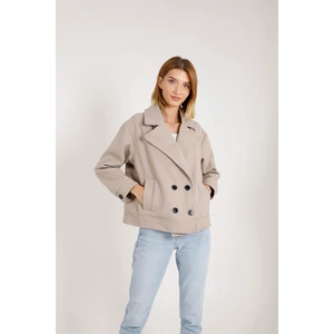 Bej Kadın Kaşe Oversize Ceket