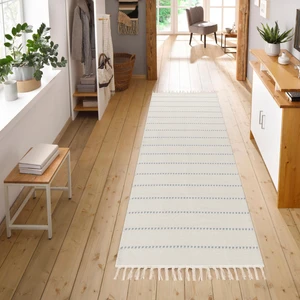 Chicretreat Dekoratif Kilim | Kaymaz Tabanlı, Makinede Yıkanabilir ve Katlanabilir | Nefes Alabilen Açık Gri Pamuk Dokuma | Homesteadart Rugs