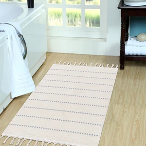 Chicretreat Dekoratif Kilim | Kaymaz Tabanlı, Makinede Yıkanabilir ve Katlanabilir | Nefes Alabilen Açık Gri Pamuk Dokuma | Homesteadart Rugs