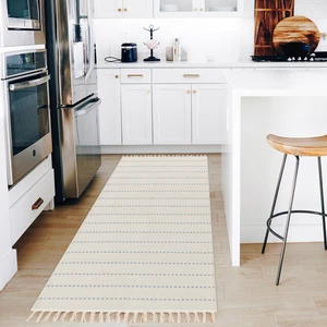Chicretreat Dekoratif Kilim | Kaymaz Tabanlı, Makinede Yıkanabilir ve Katlanabilir | Nefes Alabilen Açık Gri Pamuk Dokuma | Homesteadart Rugs