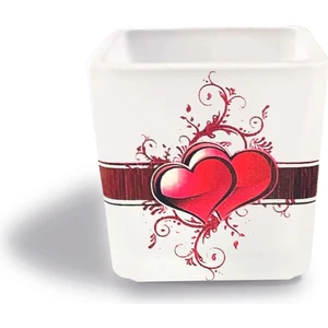 DEKORATİF BUZLU CAM MUMLUK KALPLER DESEN 8X8 CM (2 Adet)